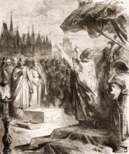 Pope Alexander III laying the foundation stone for the Notre-Dame de Paris in 1163