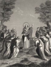 Christ appears on Mount Tabor, Resurrection of Jesus, New Testament, steel engraving 1853,