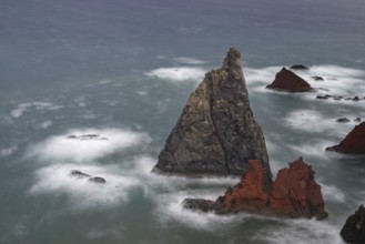 Rock formations in the Atlantic Ocean, volcanic peninsula, Ponta de São Lourenço, Ponta de Sao