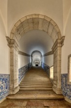 Church and Monastery of Sao Vicente de Fora, Cloister gallery with azulejo painted tiles, Lisbon,