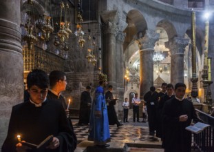 Asia. Middle East. Israel. Jerusalem. The Armenian rite during their ceremony on Sunday inside the