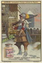 Picture series Soldiers of different times, dragoons around 1632 from Sweden, Liebig picture,