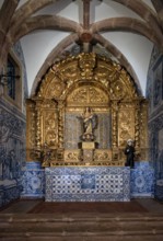 Interior view of the church Igreja Matriz de São Clemente, side altar, azulejos, tiles, tile