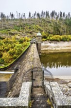 Autumn colors over Pen y Garreg Dam and Reservoir, Elan Valley, Rhayader, Powys, Wales, UK
