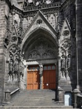 Clermont-Ferrand. The porch of the cathedral Notre-Dame-de-lAssomption. Puy de Dome department.