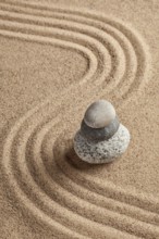 Japanese Zen stone garden, relaxation, meditation, simplicity and balance concept, pebbles and