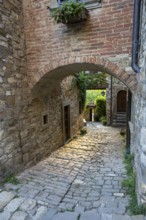 View of a little Street in the little wine town of Montefioralle, Chianti, Florence, Firenze,