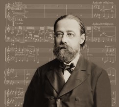 Bedrich Smetana, 1824 – 1884, Czech composer, digital edited according to a photograph, notation