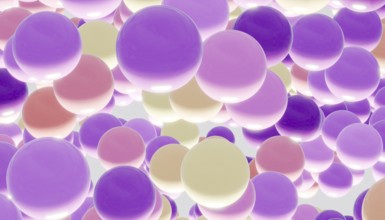 A mesmerizing view of abstract pastel spheres in lavender, cream, and pink hues. Floating