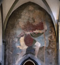 Interior view, depiction of St Christopher, north transept, Cathedral of Our Lady, Constance,