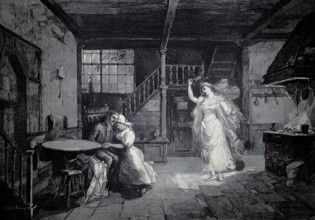 Scene from the opera Das Heimchen am Herd, by Goldmark, das Cricket appears to the reconciled