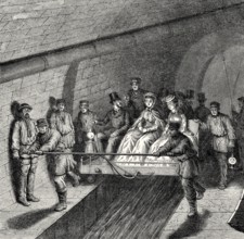 Visitors at the Paris Sewer Museum, Paris, France, 19th century