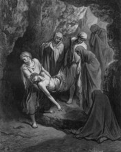 The entombment, Jesus is placed in the grave, John chapter 19, verse 41, garden, burial, rock,