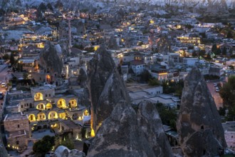 Cappadocia, Turkey. September 19th 2018 The Turkish Anatolian town of Goreme at night, popular