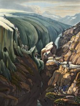 View from hell near the Vogelberg and the Rheinwald glacier, Graubünden, Switzerland, view from