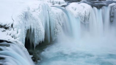 Europe, Scandinavia, Iceland, frozen Godafoss, waterfall