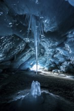 Glacier cave, ice cave, Morteratsch Glacier, Engadin, Grisons, Switzerland