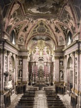 Interior view of Santa Maria di Nazareth, a Roman Catholic Carmelite church. It is also called