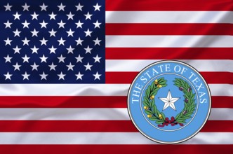 The flag of the USA with the coat of arms of Texas, Studio
