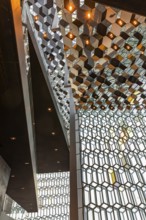 Harpa Concert Hall and Congress Centre, interior view, artistic modern architecture, Reykjavik,