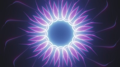 Neon lights form a captivating arrangement of abstract shapes, showcasing geometry in a mesmerizing