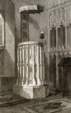 Kanzel in der Kirche St. Edmund's in South Burlingham, Norfolk, England, UK