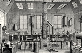 Chemical laboratory, Department of chemistry, École normale supérieure, Paris, France, 19th century