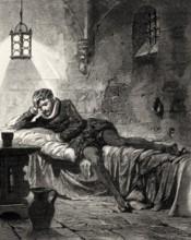 ACT V., SCENE II., Egmont in prison, scene from EGMONT by Johann Wolfgang von Goethe