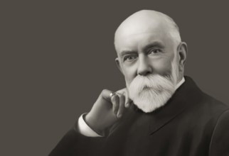 A portrait of Thomas Burberry, 1835 – 1926, an English fashion designer and the founder of the