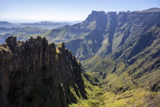 Impressive mountains and cliffs of the Drakensberg Mountains, Sentinel Hiking Trail, Drakensberg
