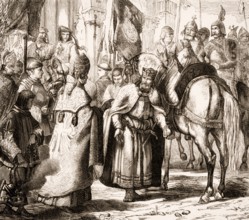 Pope Saint Nicholas I together with Louis II the Younger, King of Italy and Holy Roman Emperor