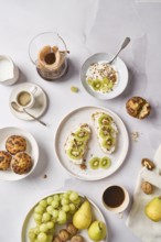 Delicious kiwi toast topped with creamy cheese, crunchy walnuts, and nutritious chia seeds. A
