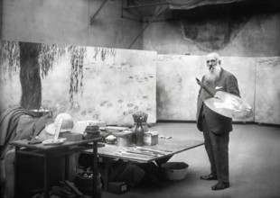 Portrait of Claude Monet, studio at Giverny, 1840 – 1926, French painter and founder of