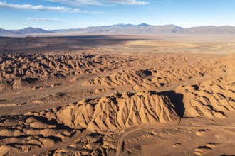 Aerial view of Devil's Desert in Salta, Argentina, revealing intricate eroded formations and