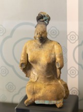 Model figurine of sitting woman, from Jaina, Late classical period, Mayan archaeological museum,