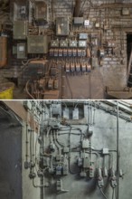 Above wall with switches and fuses in the bronze powder production building, below circuits in the