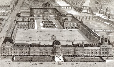 The Tuileries Palace, Tuileries Garden and the Louvre Palace, French museum and historic monument,
