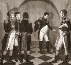 Napoleon I at the tomb of Frederick II. at the Garrison Church in Potsdam, after the battle of