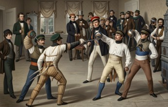 Göttingen scale on straight sabre, historical illustration after F. Felner, digitally edited,