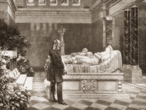 William I, King of Prussia at the mausoleum at Charlottenburg Castle in Berlin, 1870