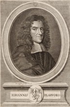 Portrait of John Playford, 1623–1686, a London bookseller, publisher of books on music theory,