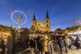 Baroque Christmas market with illuminated angels between the Protestant City Church and the
