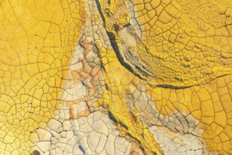 Vibrant, high-resolution image showcasing the intricate patterns and deep cracks of dried, golden