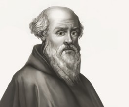 Portrait of Guido of Arezzo, 992 – after 1033, Italian Benedictine monk, music theorist and