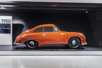 Porsche Museum Stuttgart-Zuffenhausen. Porsche 356-2 Coupé from 1948. The automotive museum of Dr.