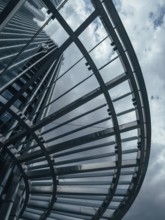 Abstract steel architecture structure against overcast sky