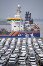 Parking space for import vehicles, hundreds of Hyundai Ioniq, electric cars, waiting for onward