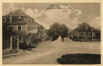 Historical postcard around 1900, Ballenstedt im Harz, castle, Harz district in Saxony-Anhalt,