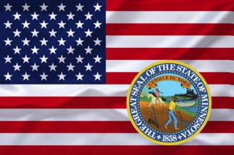 The flag of the USA with the coat of arms of Minnesota, Studio