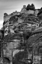 Monastery of Varlaam, Metéora Monasteries, Kalambaka, black and white, Trikala, Thessaly, Greece